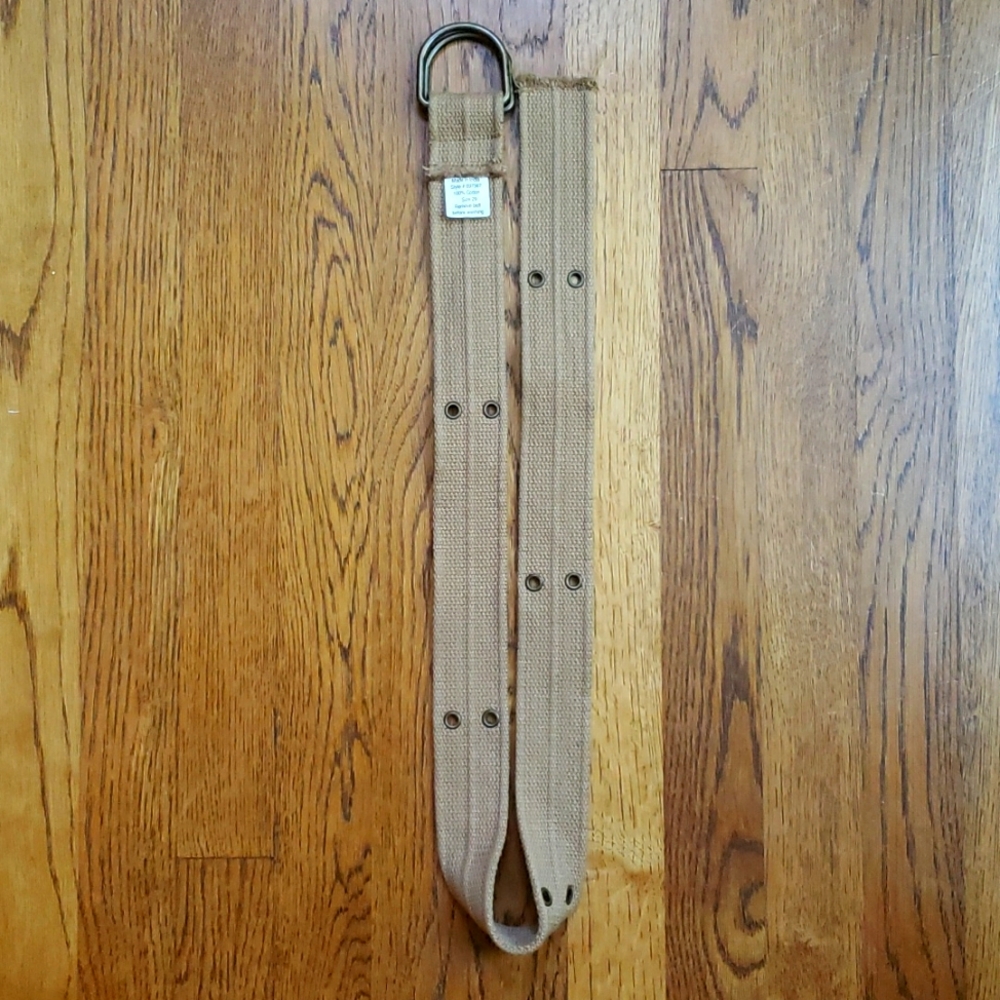 EUC Grommet Detailed Raw Edge Khaki Adjustable Length Belt - Picture 7 of 8